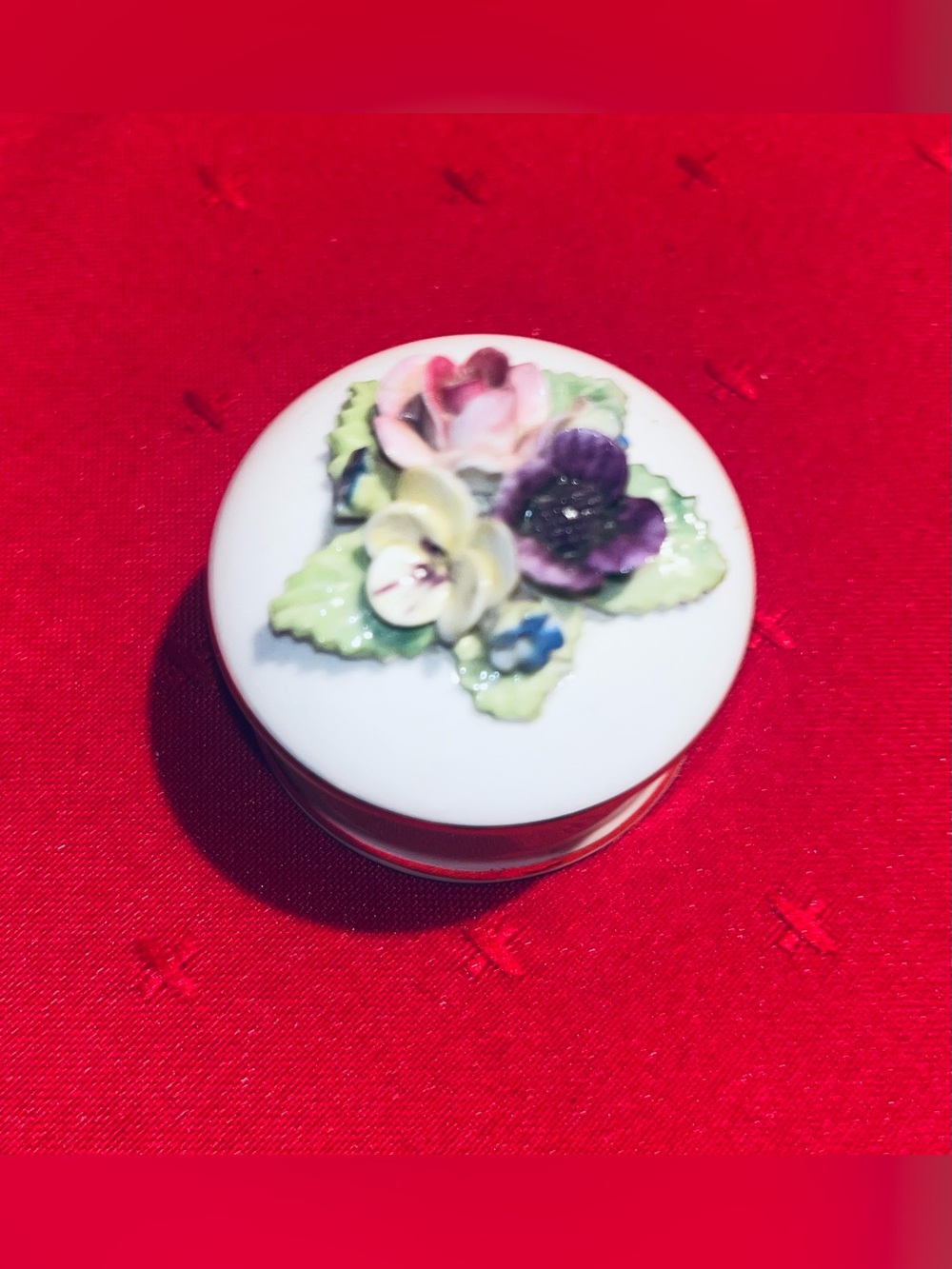 Vintage FineBone China Crown England Porcelain Floral Trinket Box